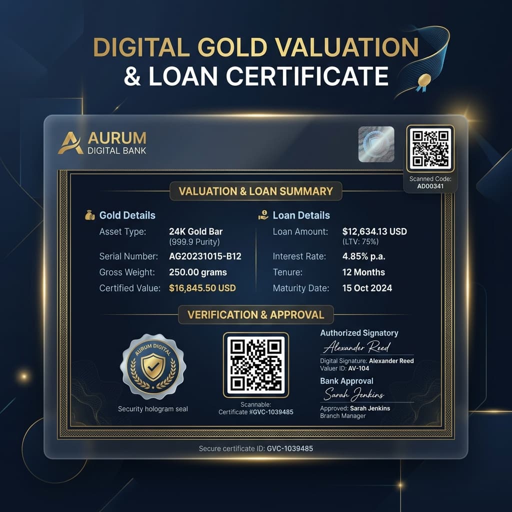 Digital Bank Certificate Layout