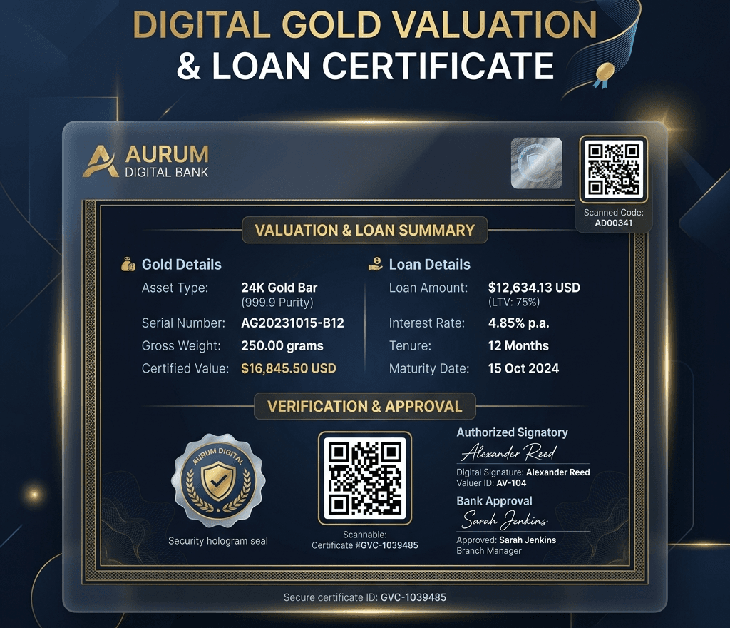 Digital Bank Certificate Layout